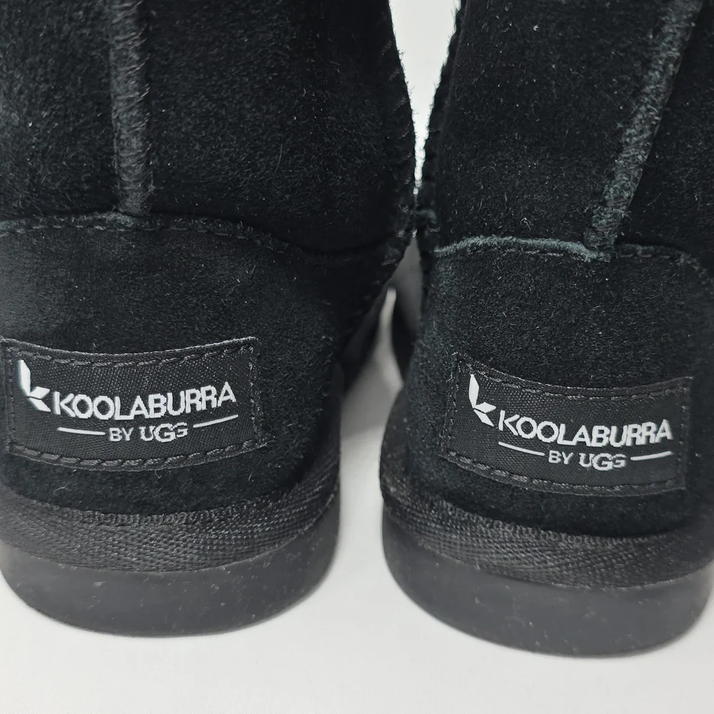 Koolaburra by UGG Victoria Black Suede Short Boots Bow Detail Girl ‎ 7 1090330